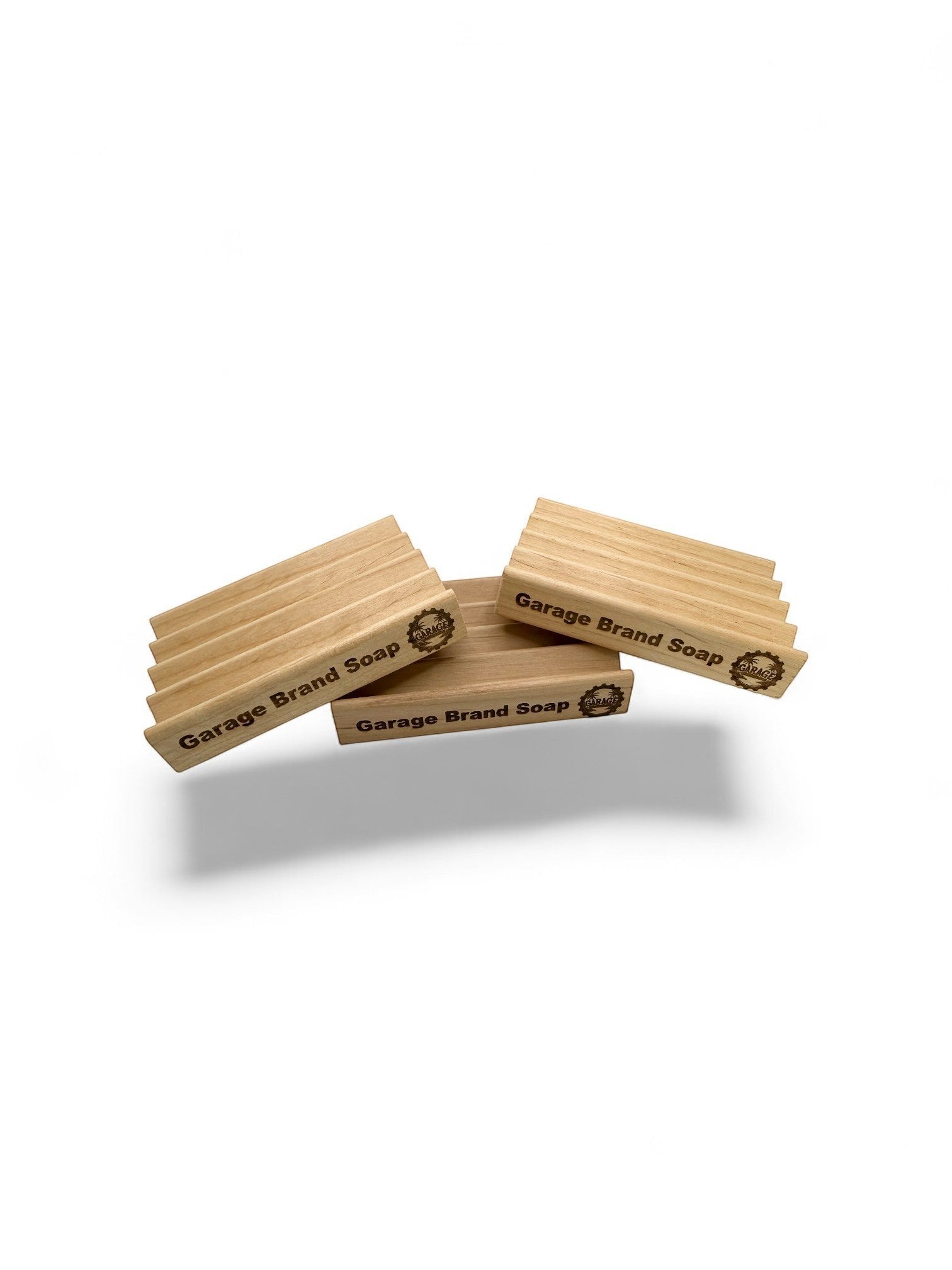 Garage Brand Soap laser engraved wooden soap dish tray for draining and preserving handmade soap bars